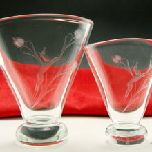 Featuring the iconic art deco gazelle so popular in the 1920's to 1940's. Set of two top-quality hand-blown crystal fan vases.