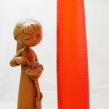 Stunning retro orange hand-blown sommerso glass with hand-cut Battuto decor.