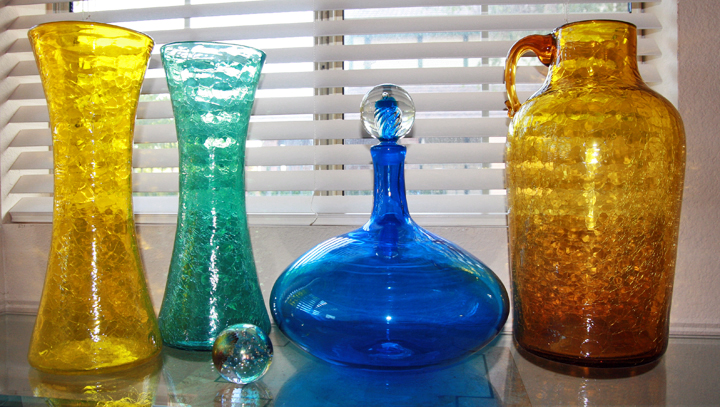 Blenko Art Glass hand blown and hand-worked giant glass forms.