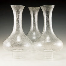 Graceful hand-blown vintage glass lantern chimneys with foamy blister bubbles trapped within the glass. Can be used as lantern or candle chimneys.