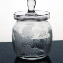 Hard to find antique Cambridge Glass blackberry etched lidded jelly jar Cambridge Glass, USA,  made this elegant jar in the 1920's-1930's.