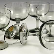 Elegant, high-end Danish Modern crystal. This series was called 'Elsinore' and was made in different sizes and colors in stemware and pitchers.