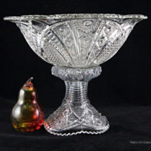 Well preserved vintage glass punch bowl and stand in the Concord pattern by McKee Glass, USA.