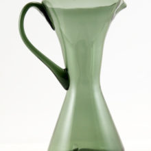 Hand-Blown Vintage Smoked Green Black Glass Beaker Jug