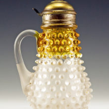Antique syrup pitcher from the Frances Ware line by Hobbs Brockunier. Turn of the century American art glass, circa late 1800's. 'Francis Ware' was named after Grover Cleveland's (USA President) wife Frances Folsom.