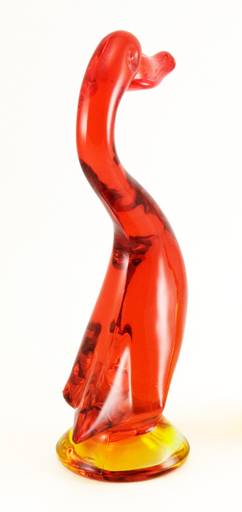 Viking Art Glass duck figurine shown in "House and Garden" Viking advertisement in May 1964. Circa 1960-1970.