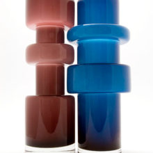 Scandinavian Glass. Fantastic find of two big hoop vases with interlacing forms.