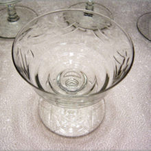Hand-blown with cut decor.