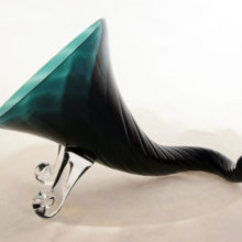 Hand blown optic crystal with applied feet, stunningly beautiful. Made by Tiffin Glass, circa 1950's - 1960's.