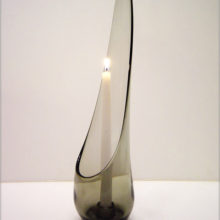 Mid-century glass candle holder made by Viking Art Glass in the 1950's to early 1960's.