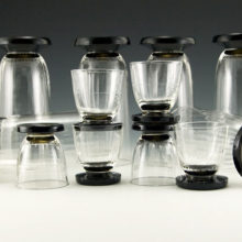 Vintage blown crystal bar tumblers by Morgantown Glass USA. Made in the early 1950's. Morgantown Glass part no. 715.