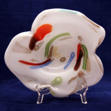 Murano Art Glass Cased Lattimo and Cane Dish