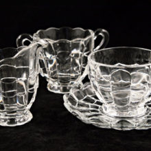 Vintage coffee set made by Cambridge Glass in 1949 - 1950's in the Cascade pattern.