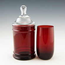 First developed in 1938, this wonderful Royal Ruby glass color survived through the 1970's. Royal Ruby glass was produced in 100's of shapes. Extra fun to collect.