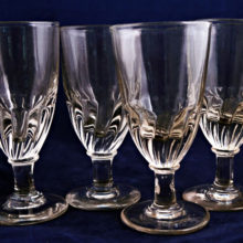 Early petal moulded Wrythen stem rummers - set of FOUR. Exceptional find.