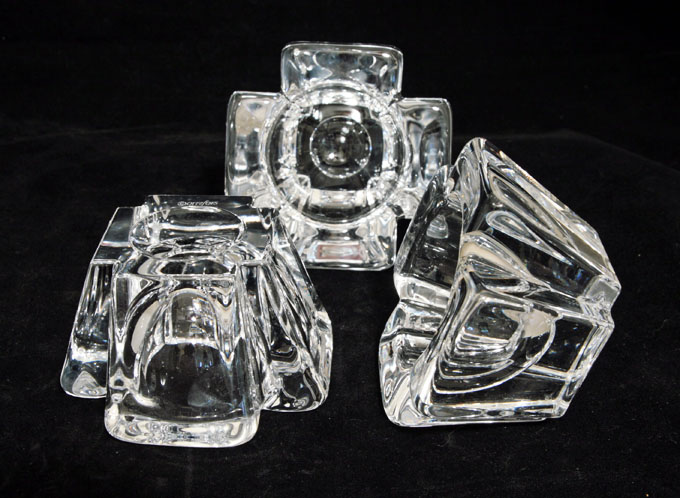 Signed Orrefors Crystal Max Votive Set of 3 - Retro Art Glass
