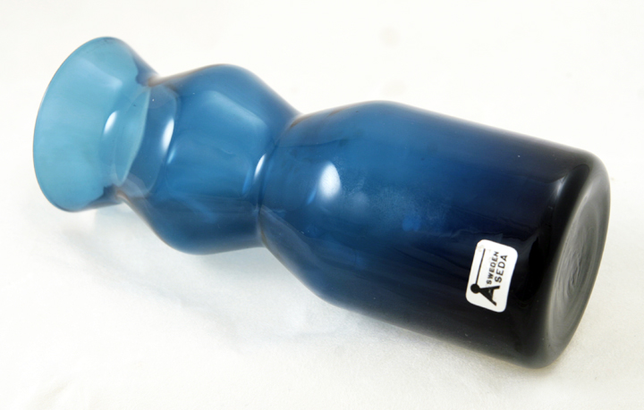 Space Age Vase in deep, vivid cobalt blue glass with a hint of smoke by Aseda, Sweden.