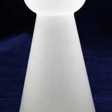 Lovely large hyacinth bulb vase was made in Scandinavia, probably from Finland. Finished with an acid treatment to accomplish the satin effect.