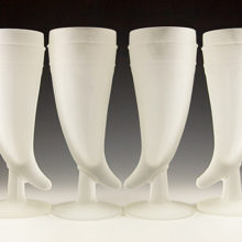 Toast your occasion with these vintage glass horn goblets... Semi-translucent white satin glass feels soft and smooth.