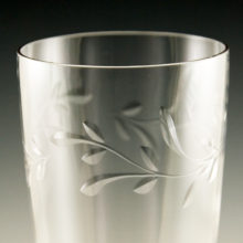 Tiffin Courtship goblet in blown and cut vintage crystal produced from 1948 to 1967. Stylized cut leaf pattern was called 'Courtship'.