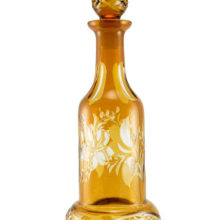 Bohemian style crystal decanter made in 1970's Czechoslovakia and imported to the USA. Makes a grand statement in bar decor.