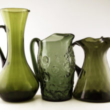 Glass pitchers and jugs were made in a variety of decors and shapes.