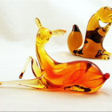 Large, graceful and delicate glass deer figurine is in excellent condition. Circa 1970's, made by Pilgrim Art Glass. Shown in Pilgrim's 1970 catalog as item number 936 'Bambi'