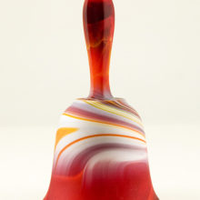 he 'slag' glass has a satin matte finish that is soft to touch. Ruby, orange and cream colors marbleized for a stunning effect.
