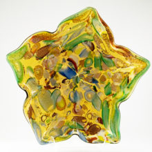 Mid-century modern Italian art glass with shape and decor attributed to Fratelli Toso. Circa 1950s.