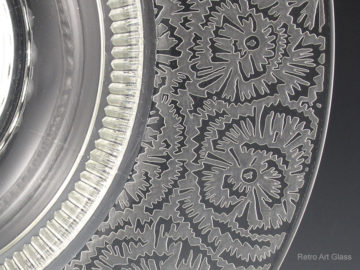 Magnified acid etched pattern called Frost by Paden City Glass, USA circa 1930s.