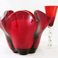 Duncan Miller Glass Canterbury ruby red glass vase