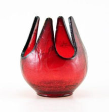 Ruby crackle glass Swedish Modern votive by Viking Art Glass circa 1960's.