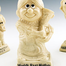 Vintage Big Eye Lady Figurine 'World's Best Mother' sculpture.