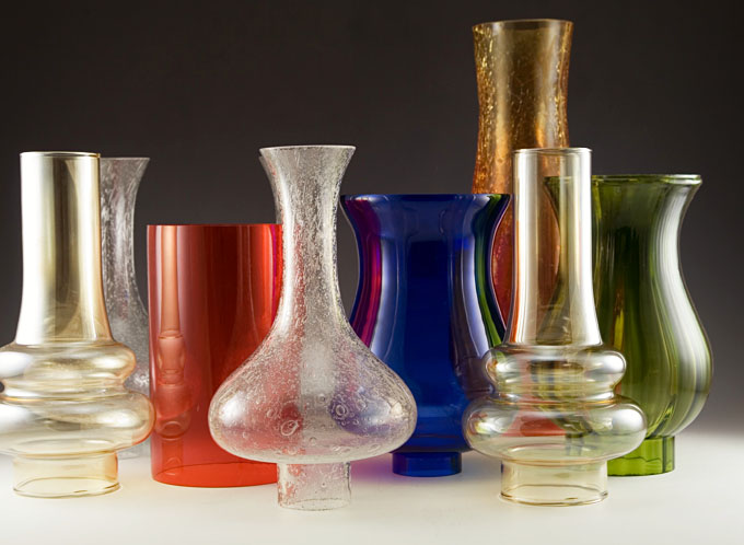 Selection of Mid-Century modern lantern chimneys and shades