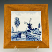 Original Delft tile made in Holland. Beautiful color and intricate detail of the famous Dutch windmill scene.