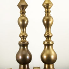 Immense Antique Beehive Baluster Brass Candlesticks Set Very tall…and very unusual.