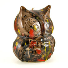 Unique handmade pottery hanging owl chime.