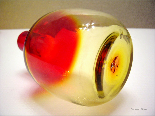 Hand Blown Amberina Candleholder or Vase.