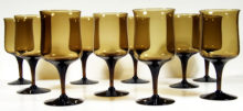 Fostoria Glass 6122 Biscayne wine stems with etched signature. Hand blown, delicate, quality glass. Applied blown stems. Circa late 1950’s.