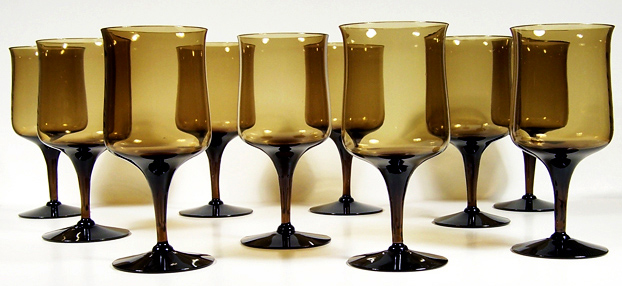 Fostoria Glass 6122 Biscayne wine stems with etched signature. Hand blown, delicate, quality glass. Applied blown stems. Circa late 1950’s.