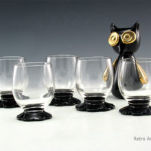 Lilly Pad Art Deco Glass Shot Set 1930's