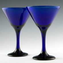 Blown cobalt blue Libbey cocktail stem pair.