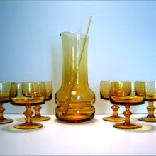 Beautiful mid-century modern blown glass cocktail set.
