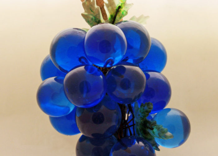 Blue Lucite Grapes With Leaves