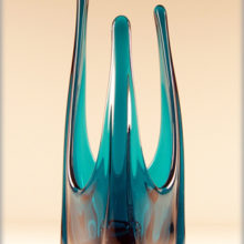 Vintage Viking Art Glass Bluenique space age candle holder.