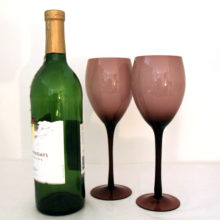 Pair of tall hand blown mid-century wine glasses.
