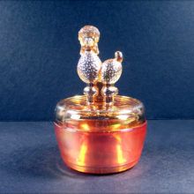 Cute puffy poodle finial depression glass poodle jar.