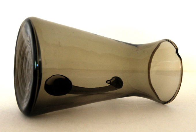 Smoke black pitcher with applied handle.
