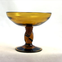 Lovely deep amber vintage glass compote with twisted stem.