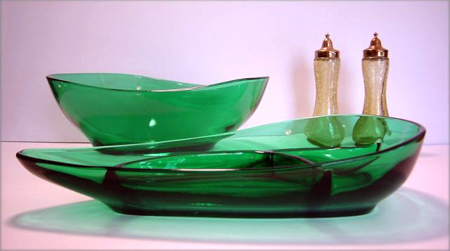 Mid-century modernistic servers circa 1950's.